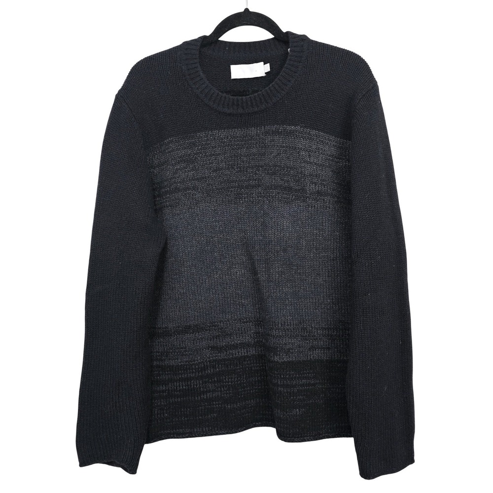 Vince Blue Gray Stripe Crewneck Sweater Wool Yak Blend Mens Large Preppy Classic